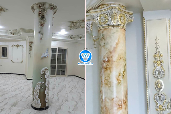 تلفیق ستون با آبجکت گچبری دیوار