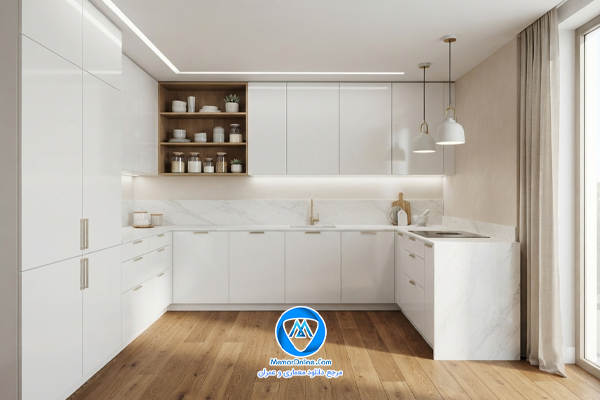 26. استفاده از رنگ سفید برای کابینت‌ها